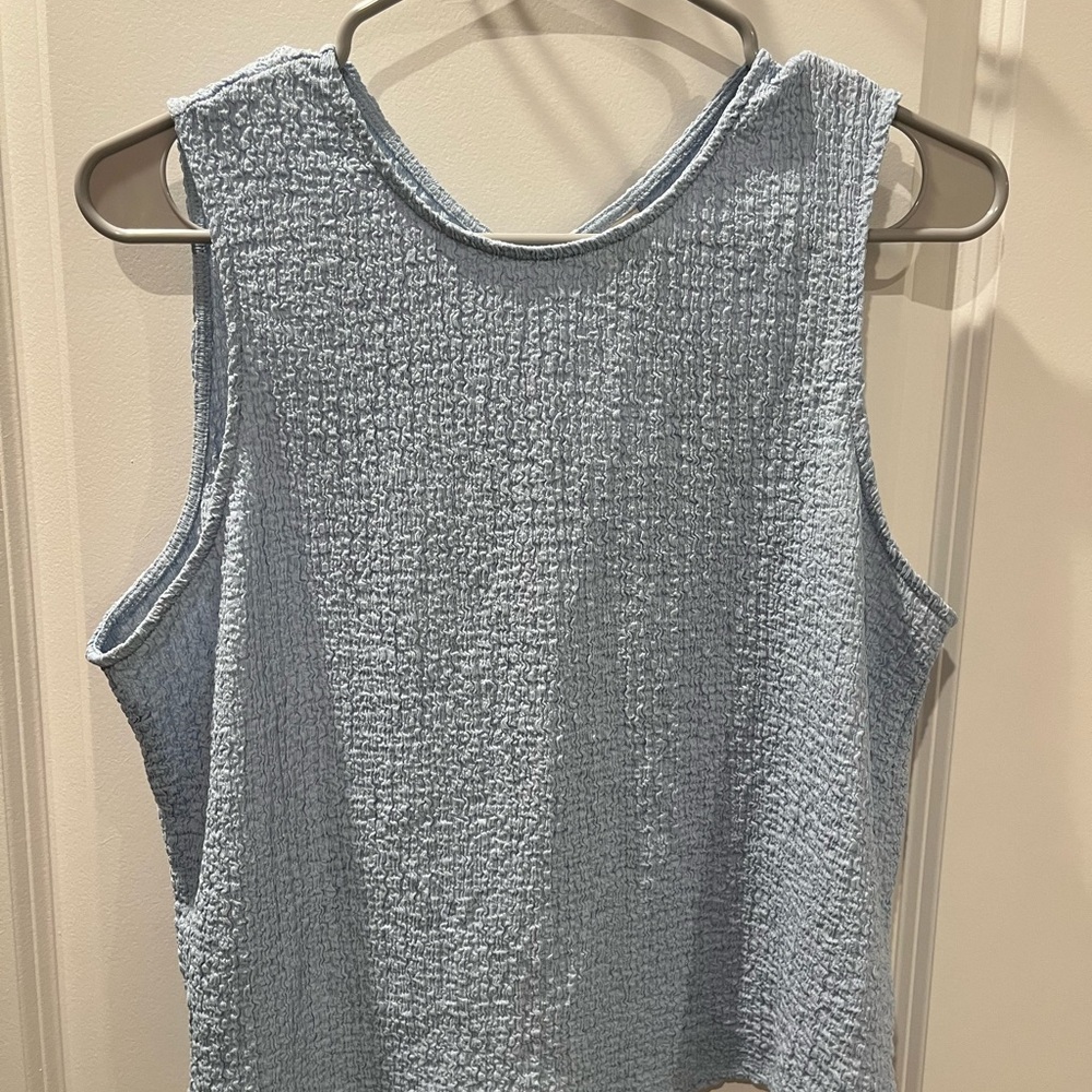 Textured Blue Sleeveless Top
